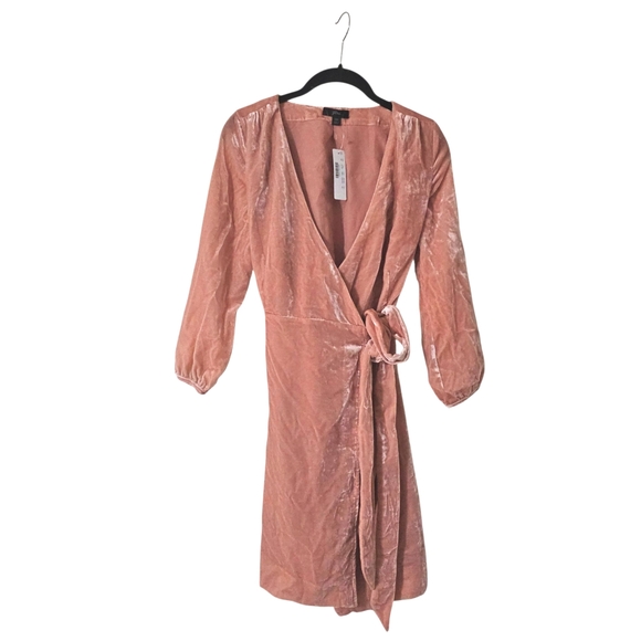 J. Crew Dresses & Skirts - J.CREW Pink Drapey Velvet V-Neck Wrap Dress size 00